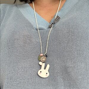Cute Bunny Pendant Necklace made in Korea.
